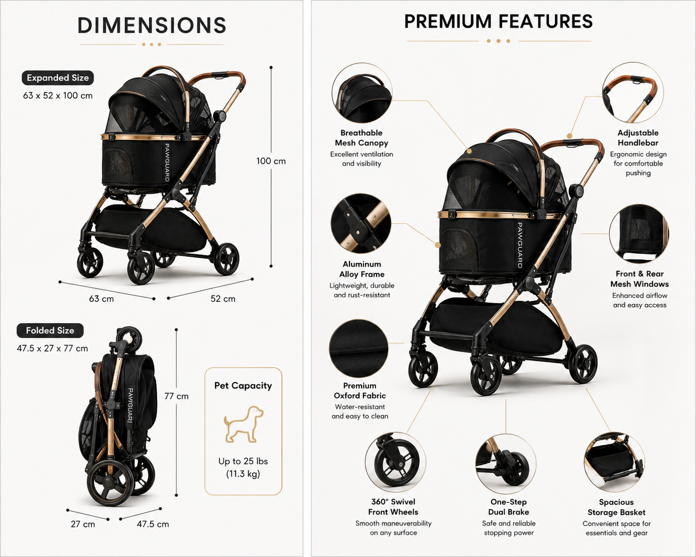 PawGuard Royale™ Pet Stroller